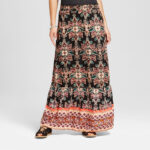 Raabta Womens Floral Printed Black With Printed Skirt